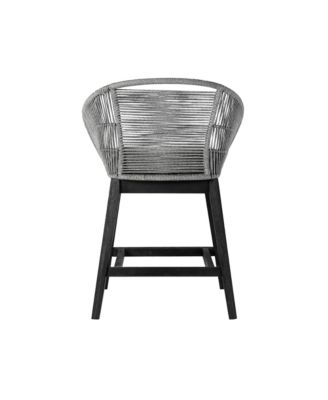 Solid Wood Bar Height Chair with Footrest – Low Back Outdoor Seating for Relaxation