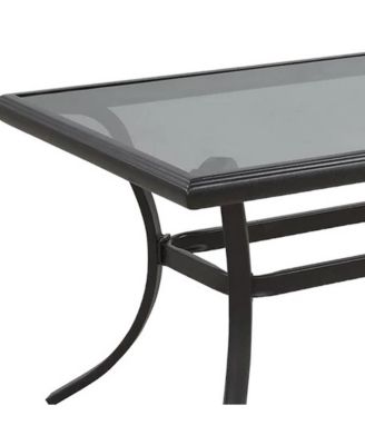 21" Black Metal Outdoor Chat Table