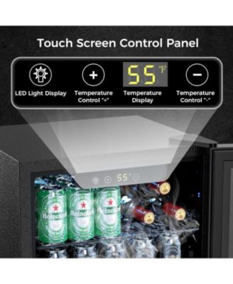 24-Bottle Wine Cooler with Glass Door, Quiet Compressor, Adjustable Temp, Freestanding Mini Bar Fridge.