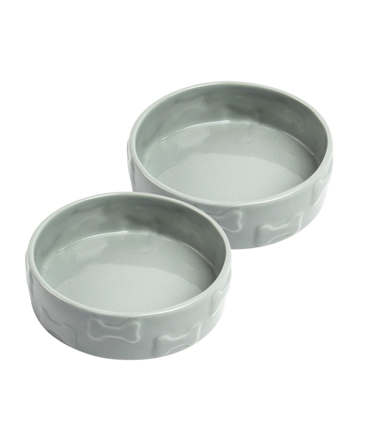 Set of two Manor Collection ceramic pet bowls - Grey