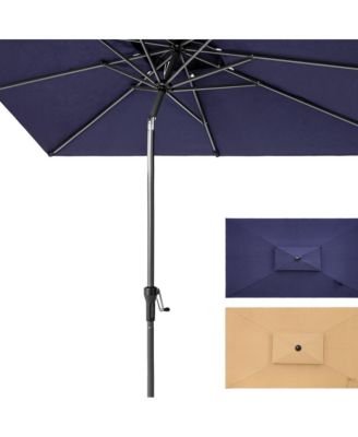 Rectangular Tilt Market Patio Umbrella with Stand – Outdoor Sun Shade for Garden