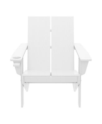 Outdoor HDPE Modern Adirondack Chair with Cup Holder (Set of 4)