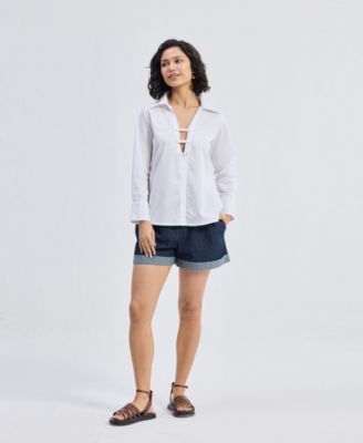 Women's Crisp Details Button-down Shirt in White