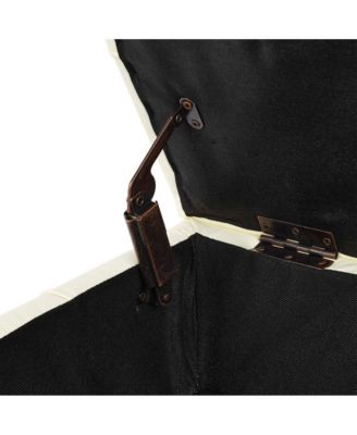 Anti-Scratch PU Leather Storage Ottoman, Upholstered Footstool with Gold Stainless Steel Legs for Bedroom or Living Room