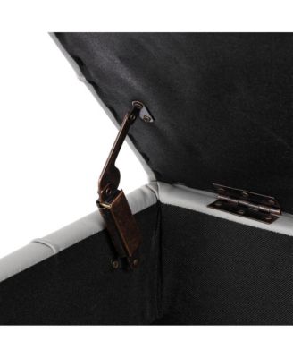 Anti-Scratch PU Leather Storage Ottoman, Upholstered Footstool with Gold Stainless Steel Legs for Bedroom or Living Room