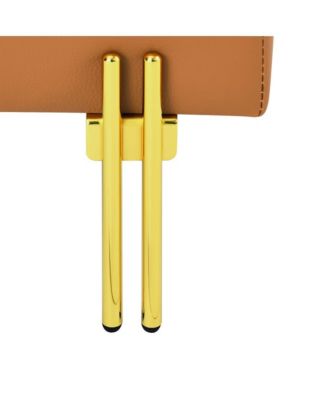 Anti-Scratch PU Leather Storage Ottoman, Upholstered Footstool with Gold Stainless Steel Legs for Bedroom or Living Room