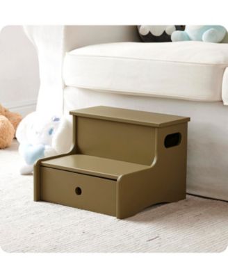 14" Wooden Toddler Step Stool for Kids with Storage for Bedroom, Bathroom & Kitchen