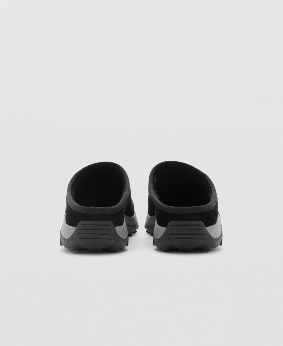 Mango Leather Clog With Track Sole Black In Black