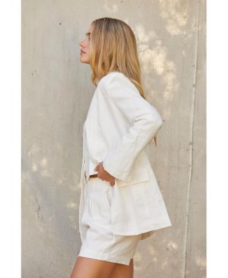 Women's Zoey Collarless Linen Blazer