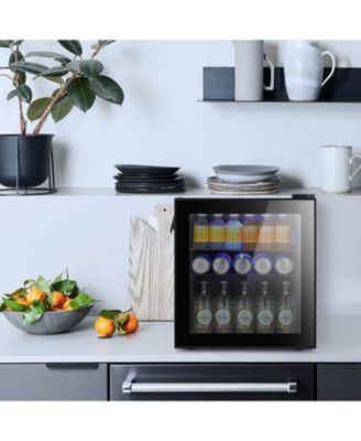 1.6 Cu.ft. 70-Can Beverage Refrigerator with Glass Door and Removable Shelves