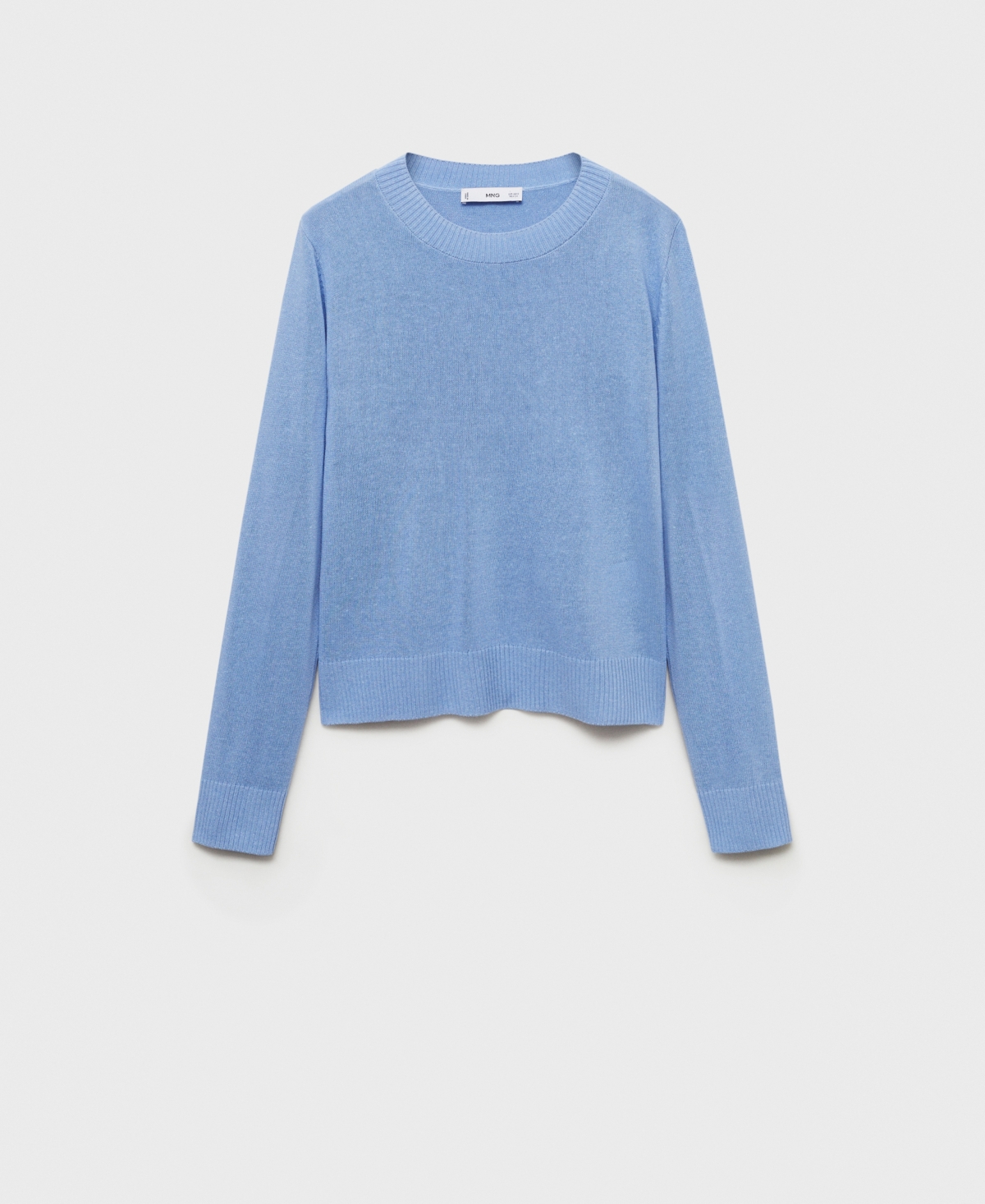 Mango Linen Blend Knitted Sweater Sky Blue In Sky Blue