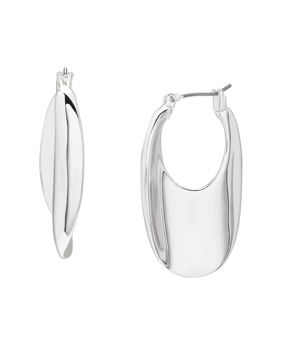 Sculpted Oval Hoop Earrings - Gold