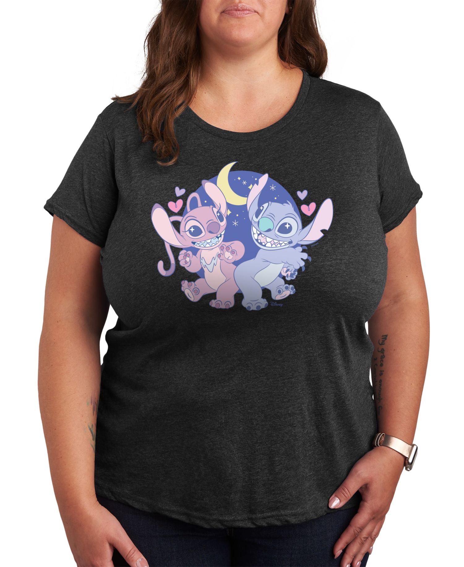 Plus Size Lilo Stitch and Angel Graphic T-Shirt