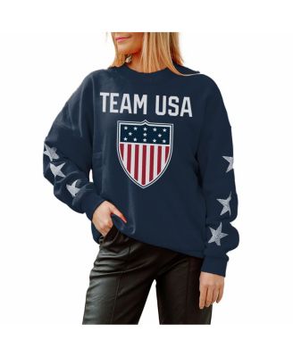 Gameday Couture - Women's Navy Team USA Glorious Horizons Drop Shoulder Pullover Sweatshirt