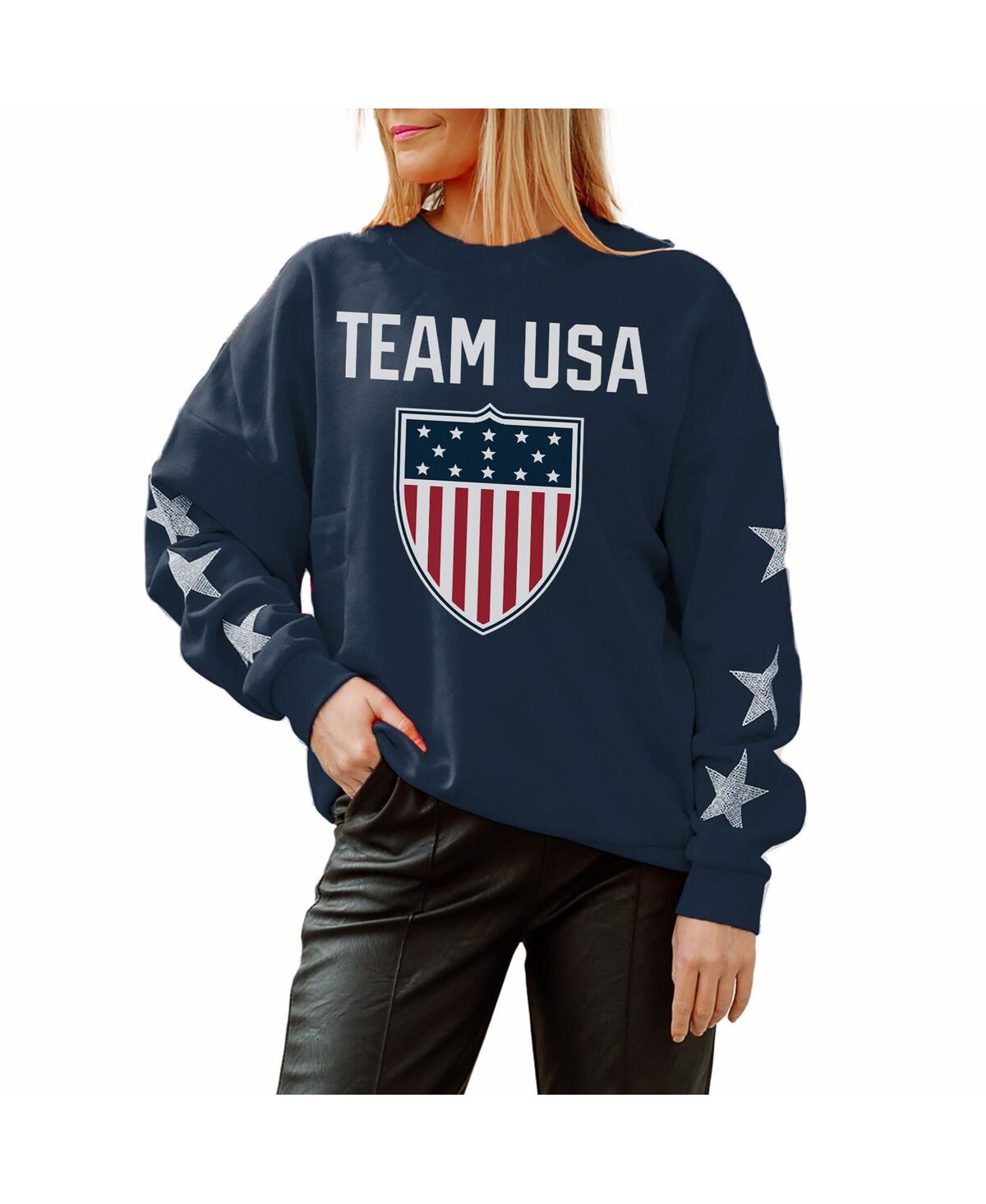 Shop Gameday Couture Women's Navy Team Usa Glorious Horizons Drop Shoulder Pullover Sweatshirt