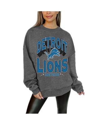Gameday Couture - Women's Charcoal Detroit Lions Long Weekend Premium Fleece Drop Shoulder Pullover Sweatshirt