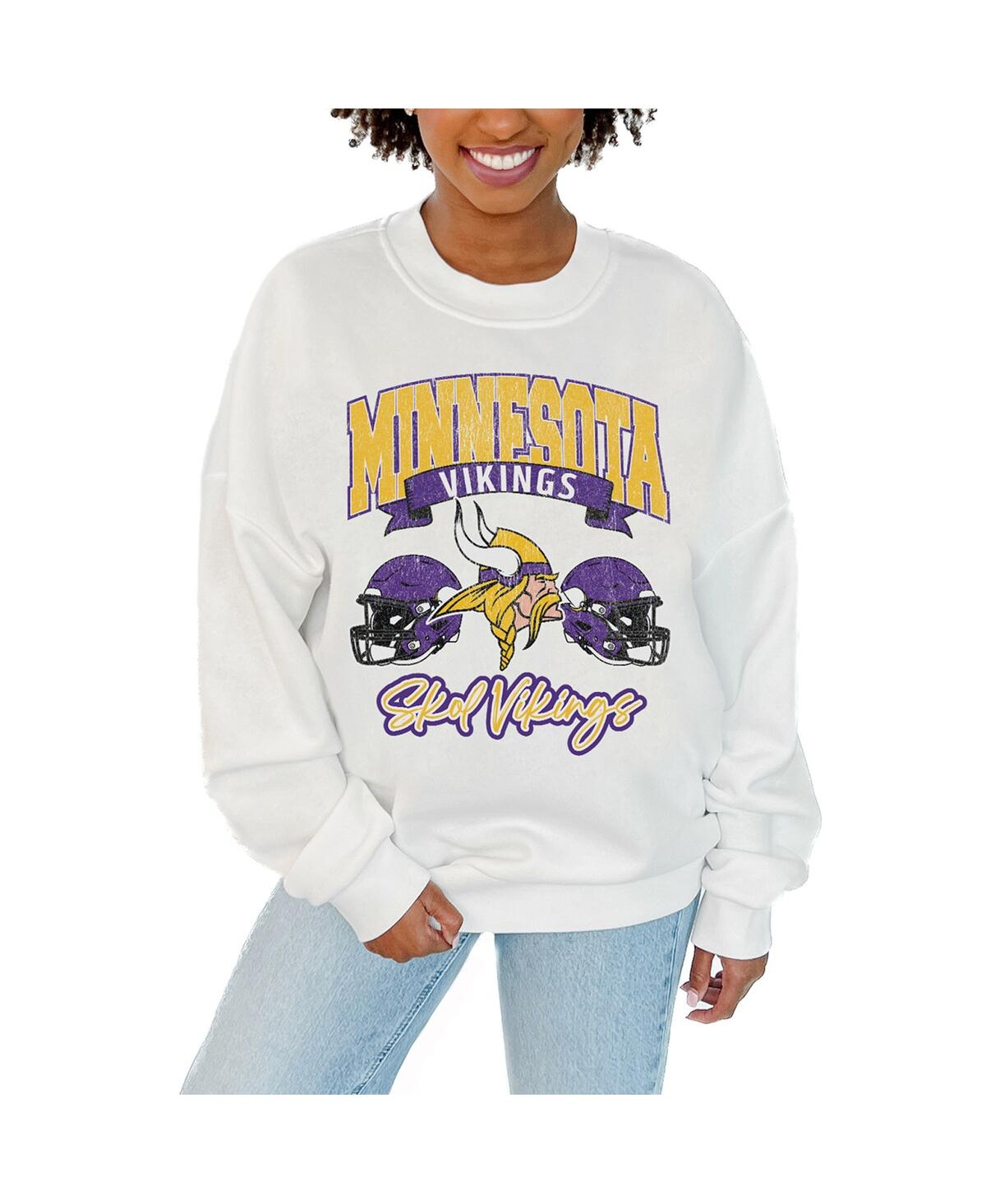 Gameday Couture Women's White Minnesota Vikings Passing Time Pullover Sweatshirt In White