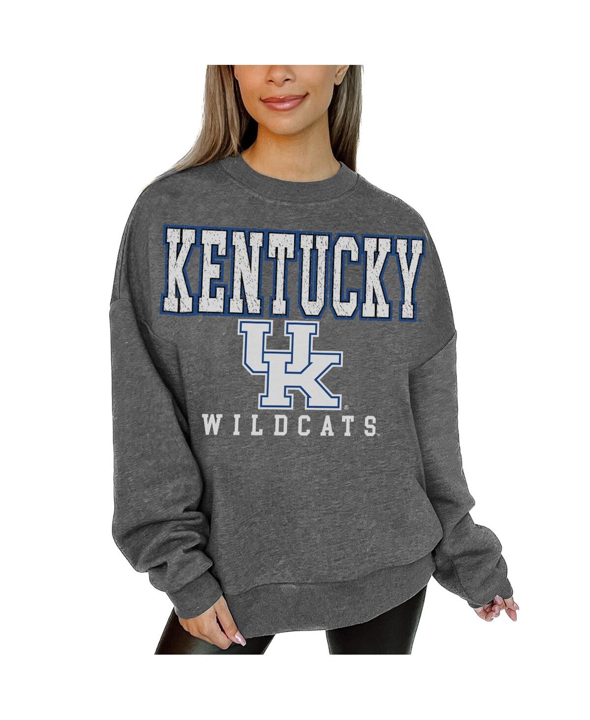 Gameday Couture Women's Heather Charcoal Kentucky Wildcats Distressed Fleece Pullover Sweatshirt In Charcoal