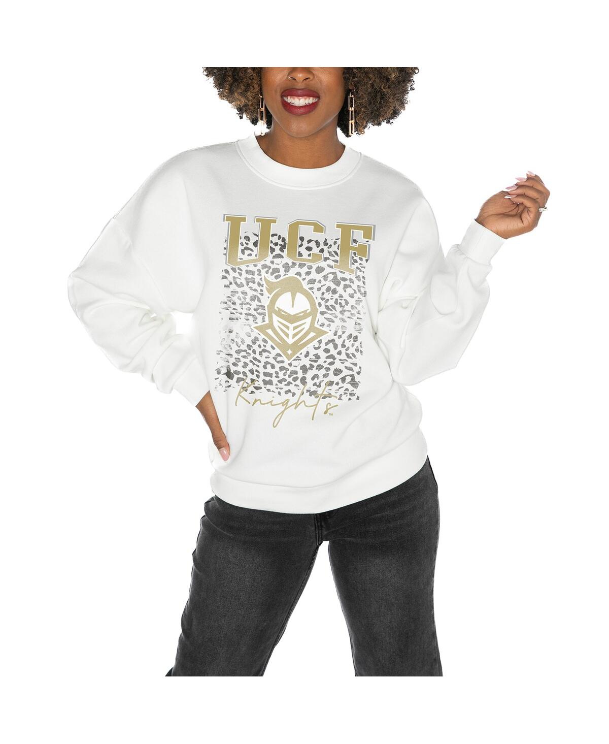 Shop Gameday Couture Women's White Ucf Knights Drop Shoulder Fleece Drop Pullover Sweatshirt