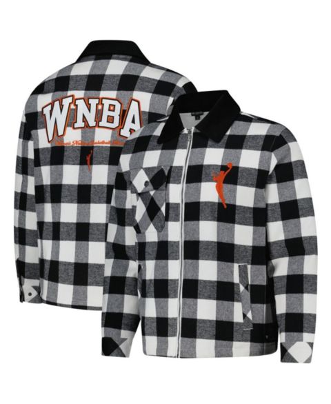 Женские куртки The Wild Collective Men's and Women's Black/White WNBA Gear Flannel Full-Zip Shacket