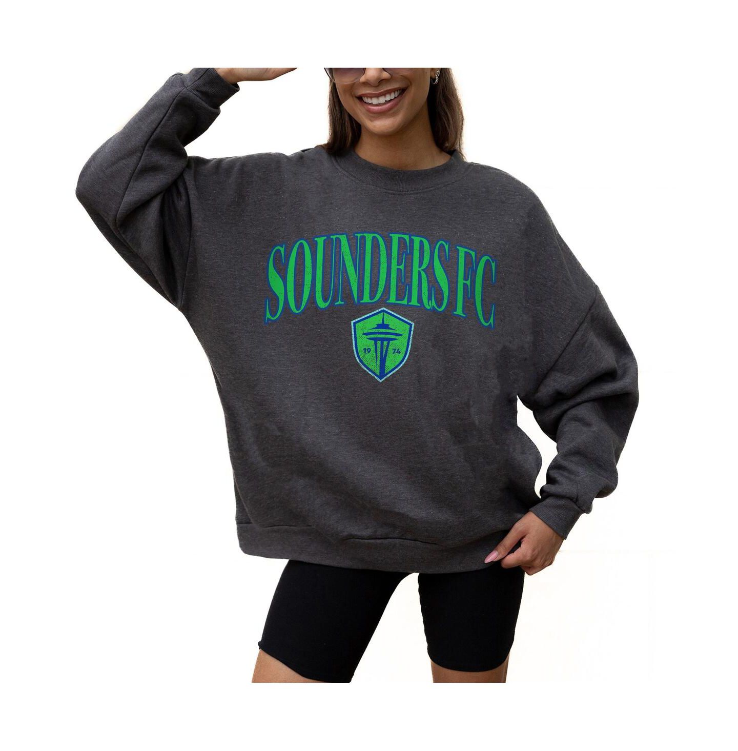 Женская толстовка Gameday Couture Charcoal Seattle Sounders FC Seal The Deal Pullover — фото 1