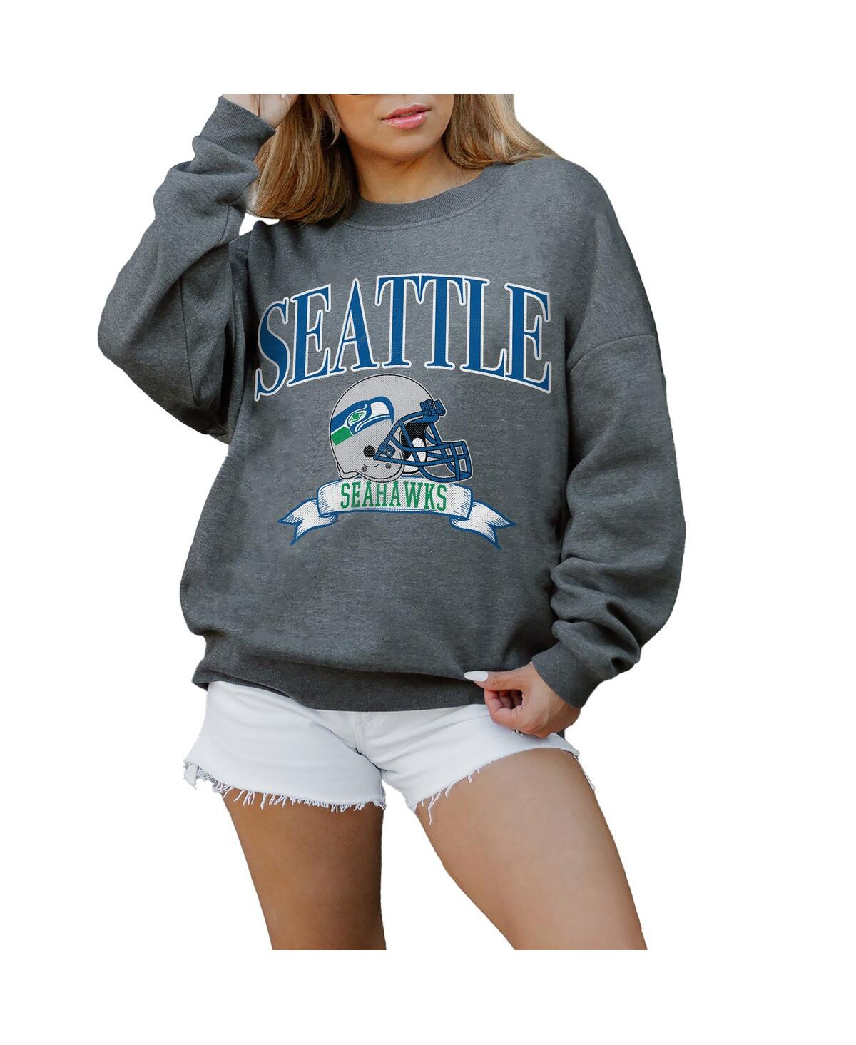 Gameday Couture Women's Charcoal Tampa Bay Buccaneers Seal The Deal Premium Fleece Drop Shoulder Pullover Sweatshirt In Charcoal