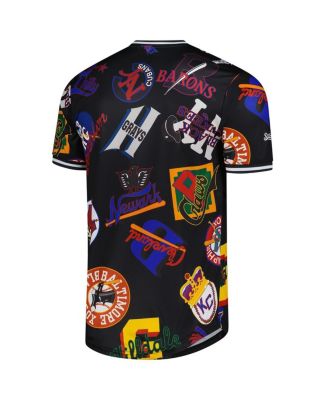 Men's Black Negro League Baseball Allover Print V-Neck Baseball Jersey