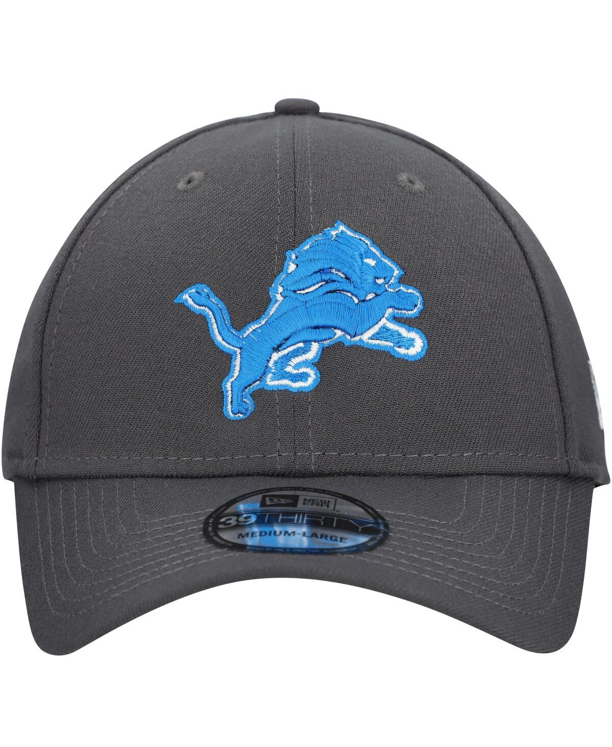 New Era Men's Charcoal Detroit Lions Primary Logo 39THIRTY Flex Hat