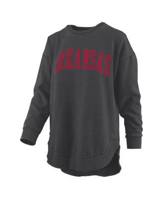 Women's Black Arkansas Razorbacks Melange Poncho Vintage Fleece Long Sleeve Pullover Sweatshirt
