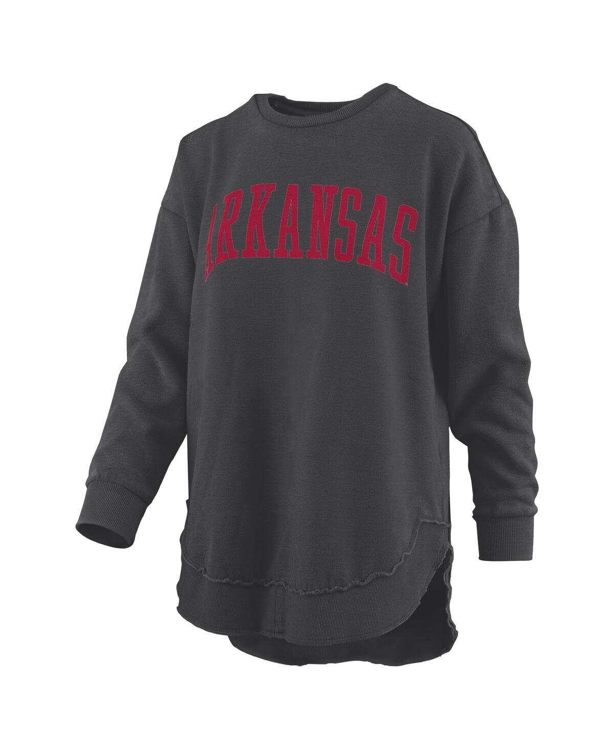 Pressbox Women's Black Arkansas Razorbacks Melange Poncho Vintage Fleece Long Sleeve Pullover Sweatshirt In Black