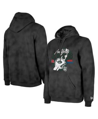 New Era - Men's Black New York Jets Identity Helmet Enzyme Washed Pullover Hoodie
