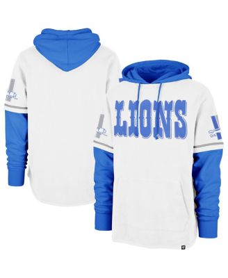 '47 Brand - Men's White Detroit Lions Throwback Shortstop Pullover Hoodie