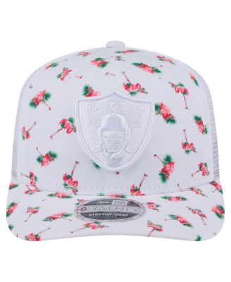 Men's White Las Vegas Raiders Adventure Flamingo Pattern 9SEVENTY Stretch-Snap Hat
