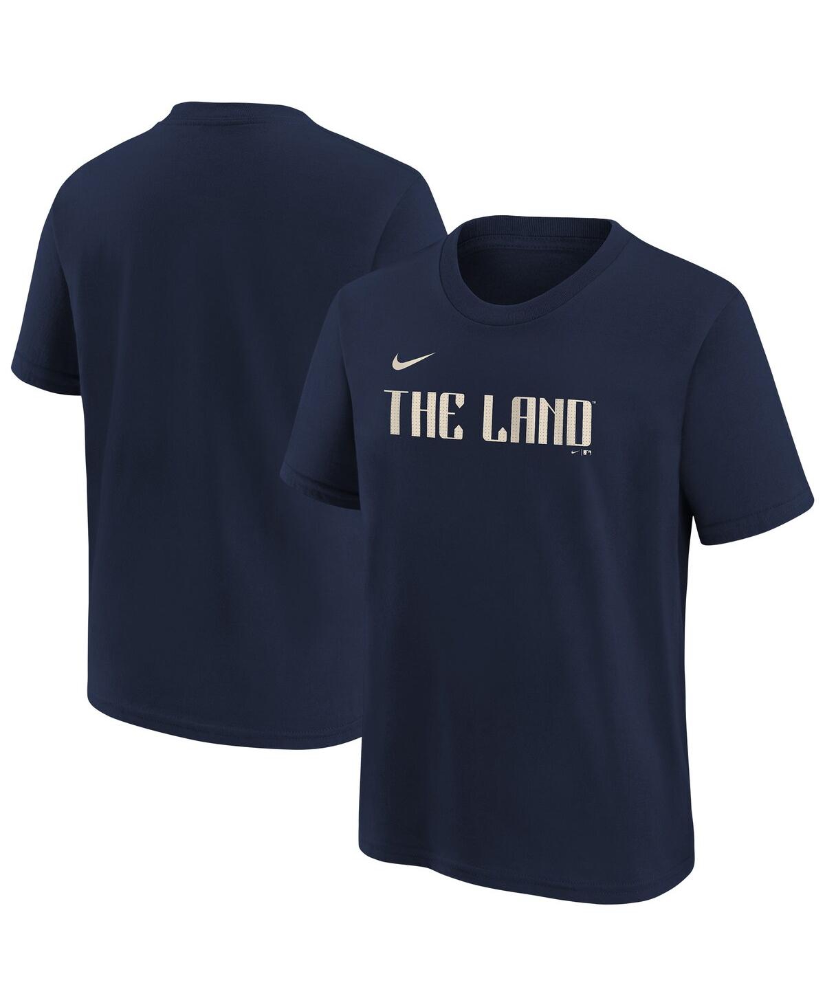 Nike Big Boys And Girls Navy Cleveland Guardians City Connect Wordmark T-shirt In Navy