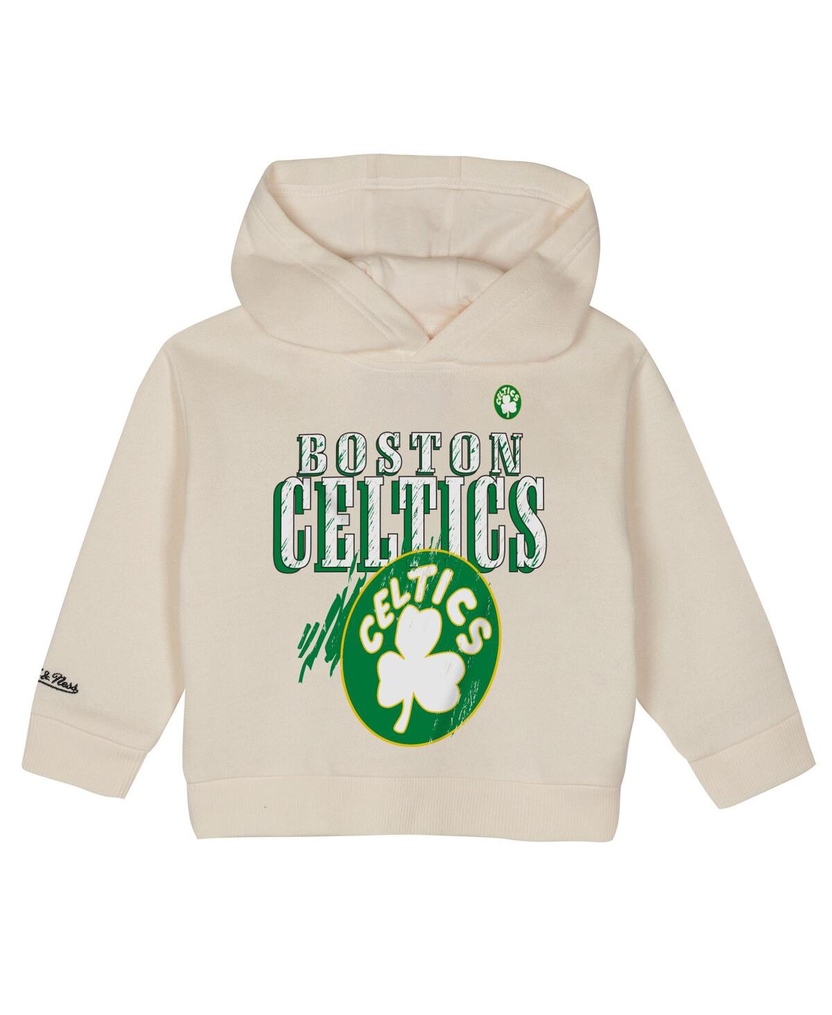Mitchell & Ness Toddler 2-piece Cream Boston Celtics Hang Time Oversized Pullover Hoodie And Pants Set In Cream
