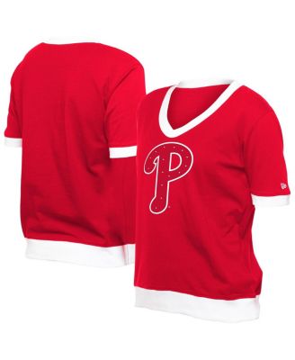 New Era - Women's Red Philadelphia Phillies Game Day Rhinestone V-Neck T-Shirt