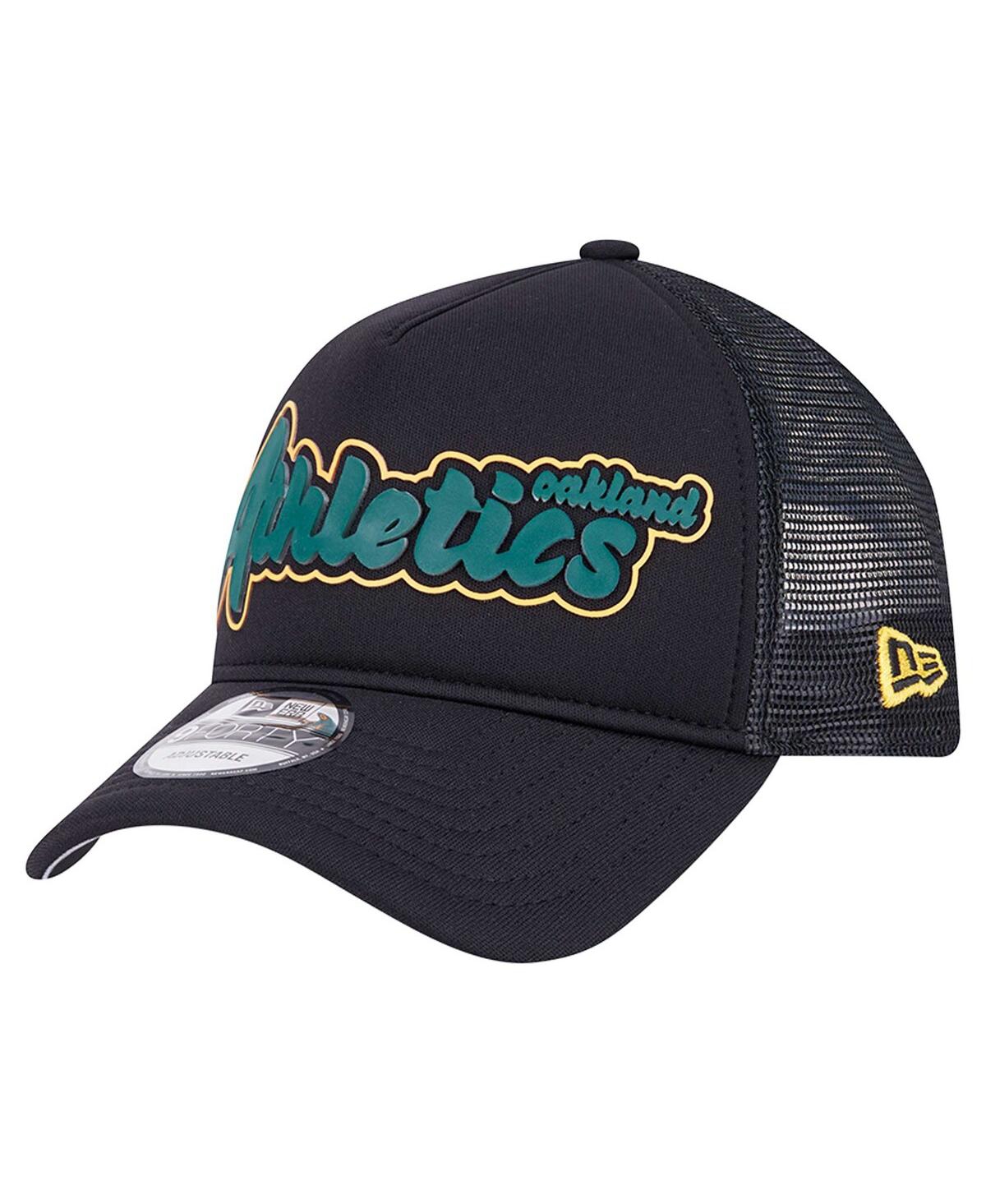 Shop New Era Men's Black Oakland Athletics Retro Bold A-frame Trucker 9forty Adjustable Hat