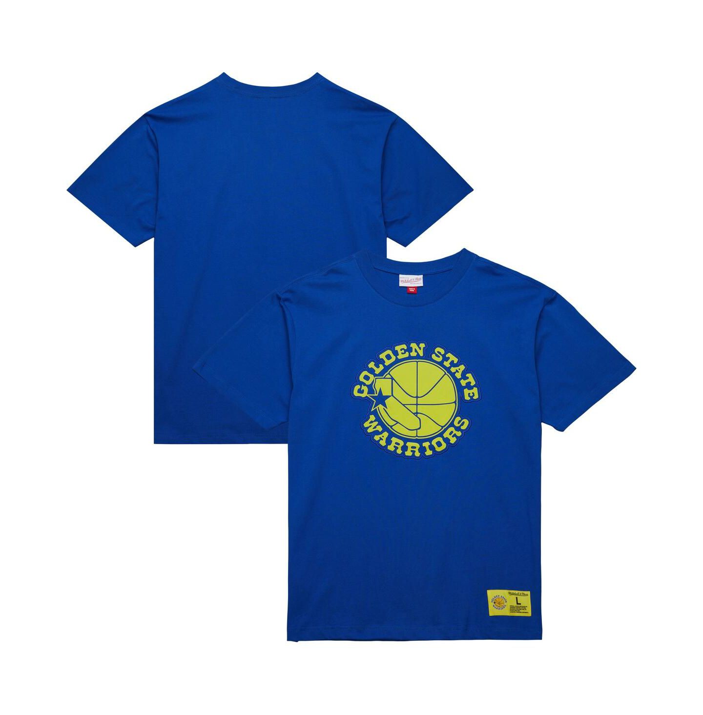 Мужская футболка Mitchell & Ness Royal Golden State Warriors Hardwood Classics Neon Nights Premium — фото 1
