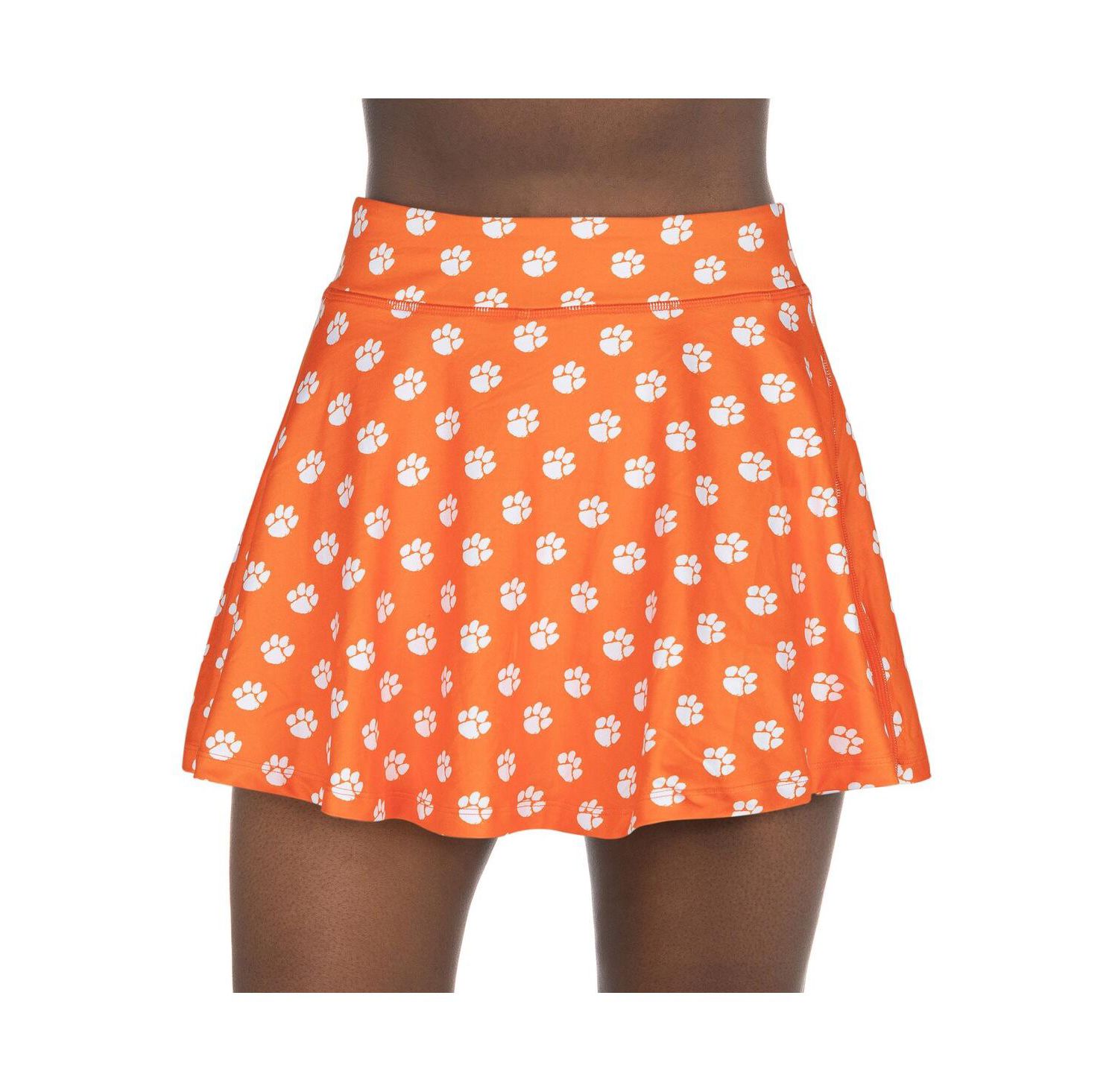 Women's Orange Clemson Tigers All-Over Print Flowy Skort