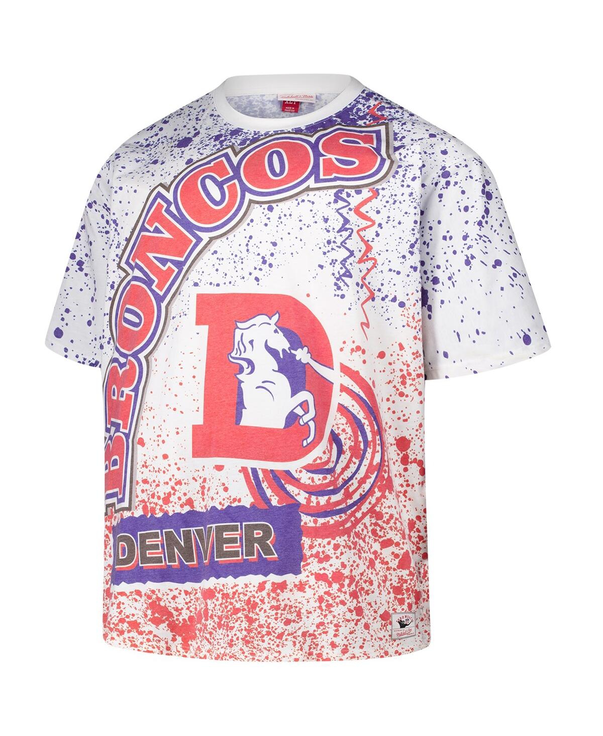 Mitchell & Ness Men's White Denver Broncos Big Tall Allover Print T-shirt In White