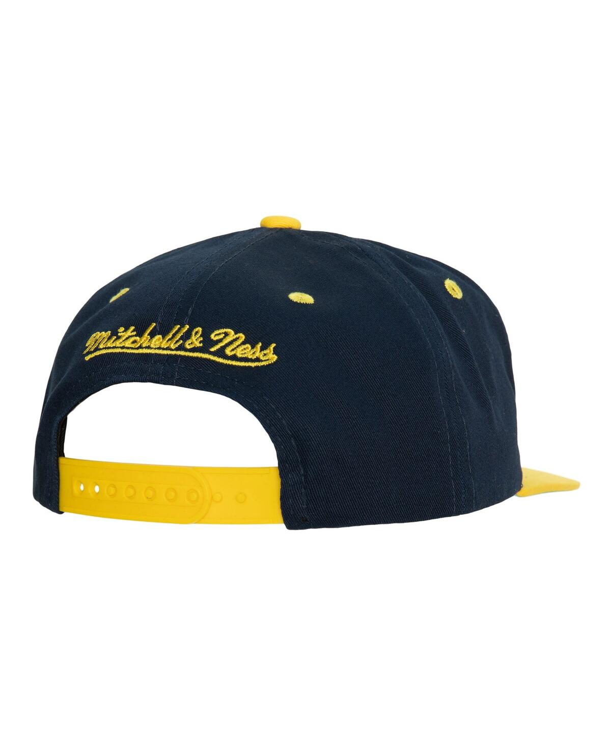 Mitchell & Ness Men's Navy/maize Michigan Wolverines Varsity Letter Snapback Hat In Navy,maize