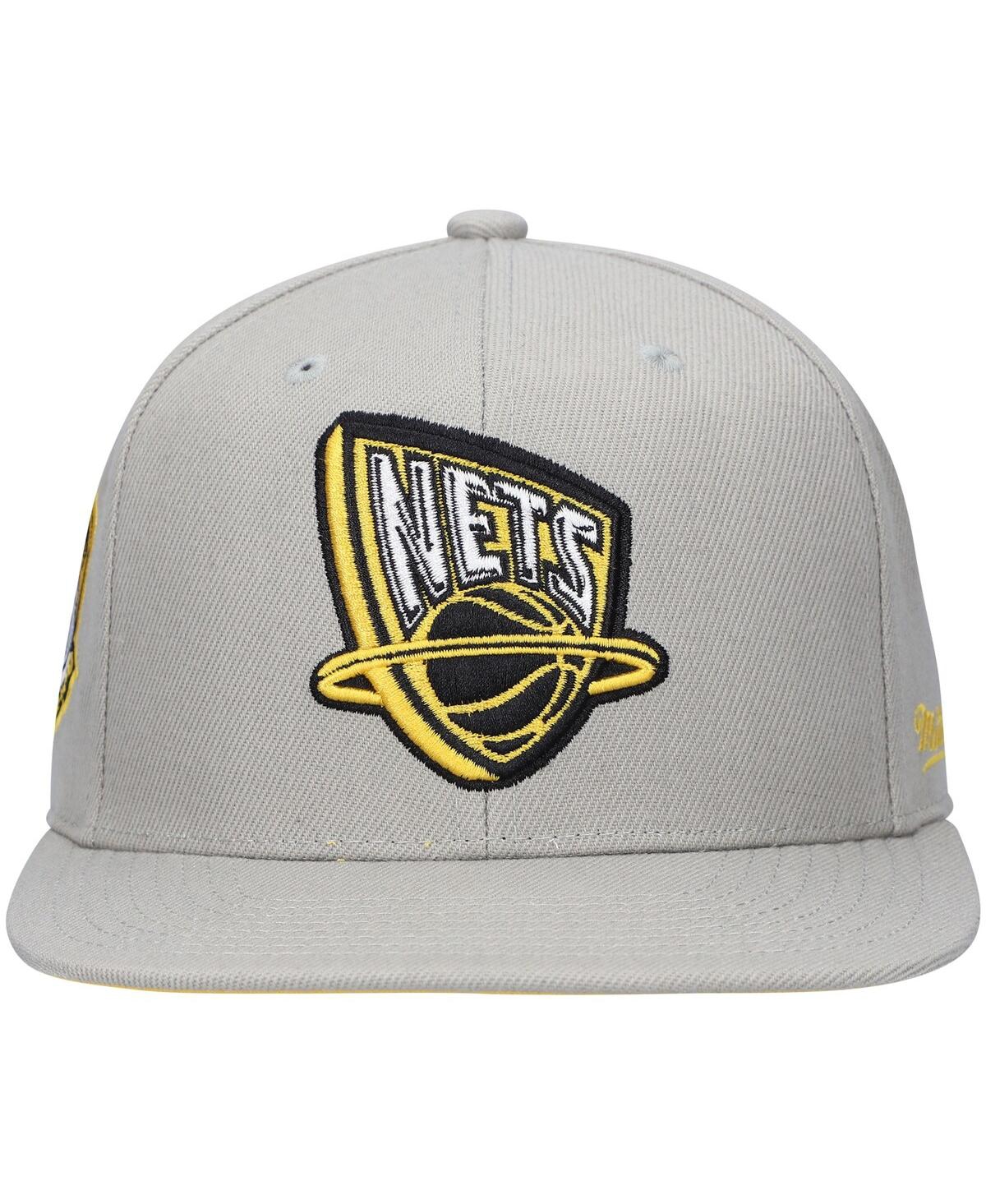 Mitchell & Ness Men's Gray New Jersey Nets Hardwood Classics 35th Anniversary Sunny Gray Fitted Hat In Gray