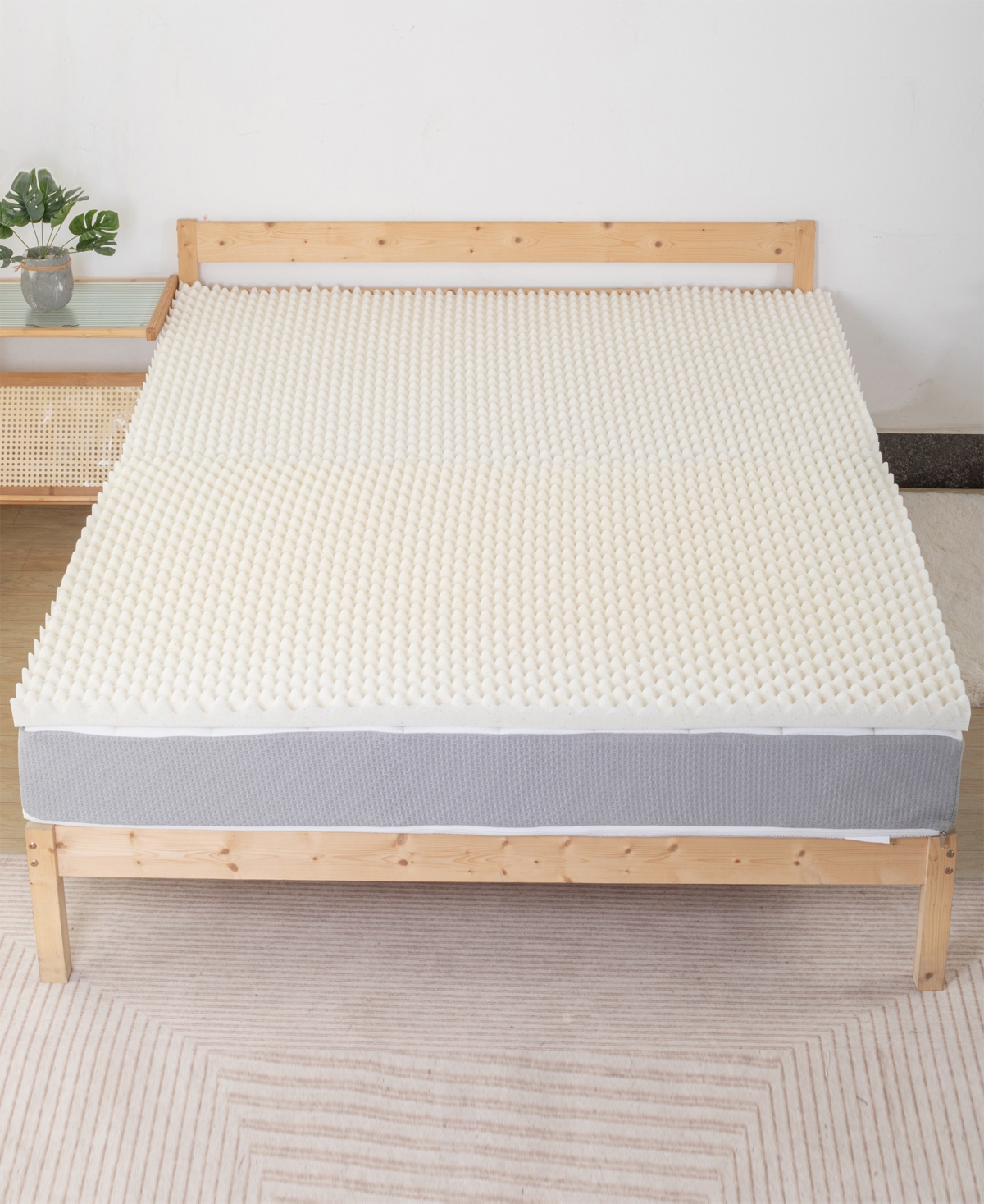 Payton 1" Convoluted Copper-infused Memory Foam Mattress Topper, Queen In Sand