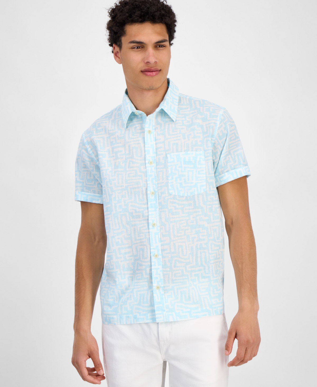 Sun + Stone Men's Bodhi Short Sleeve Button-front Shirt, Exclusively At Macy's