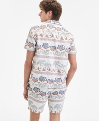 Men's Ace Short Sleeve Printed Button-Front Camp Shirt, Exclusively at Macy's
