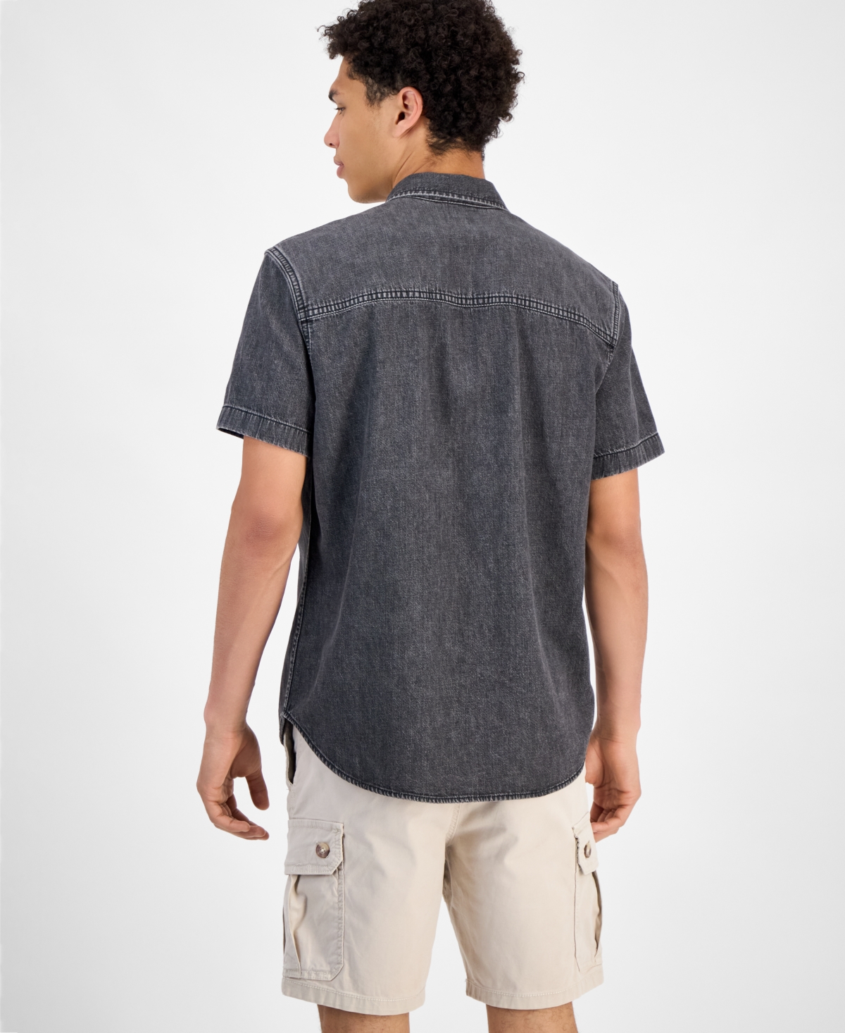 Sun + Stone Men's Spur Short Sleeve Denim Button-front Shirt, Exclusively At Macy's