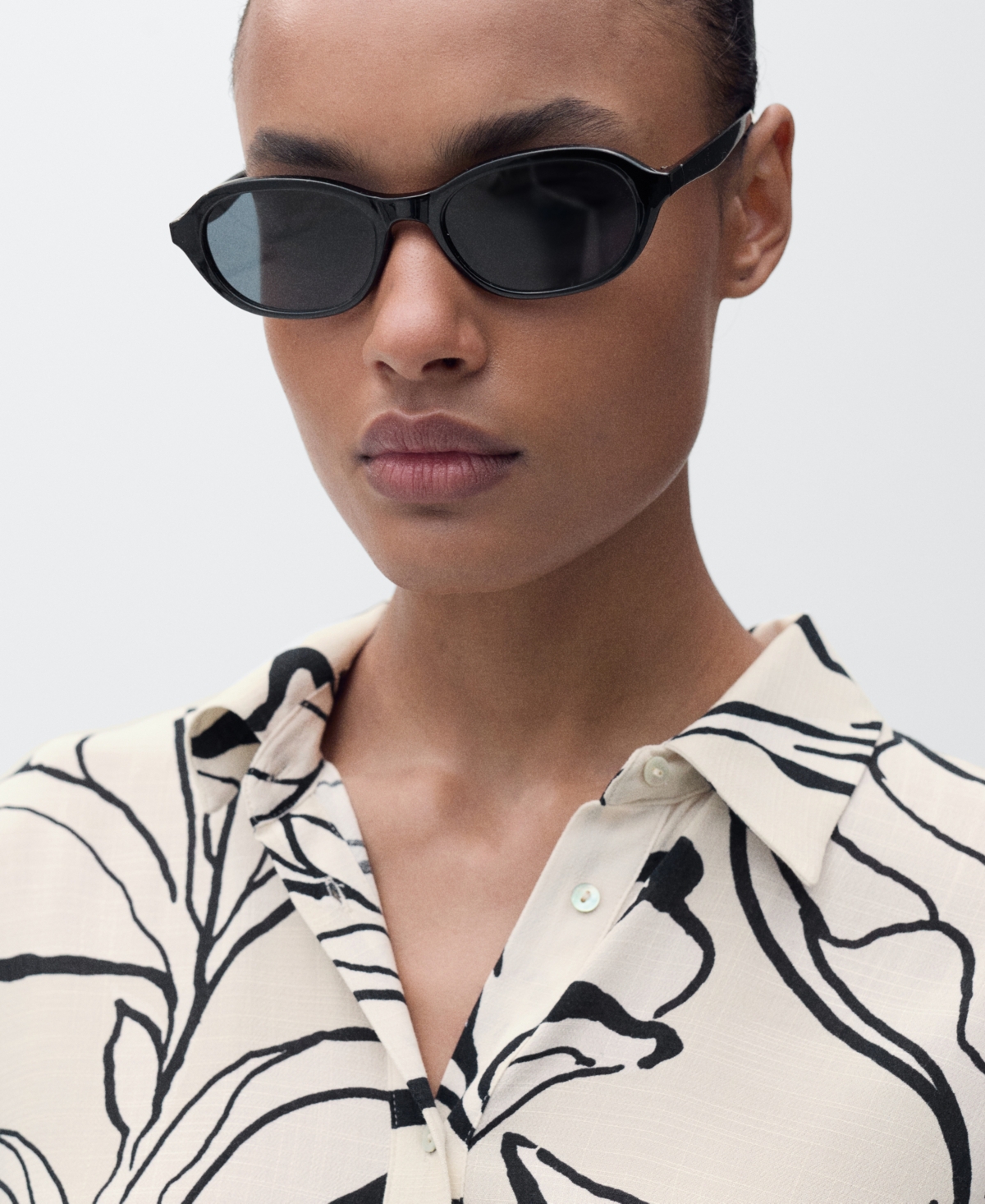 Mango Printed Dress With Knot Detail Ecru In Ecru