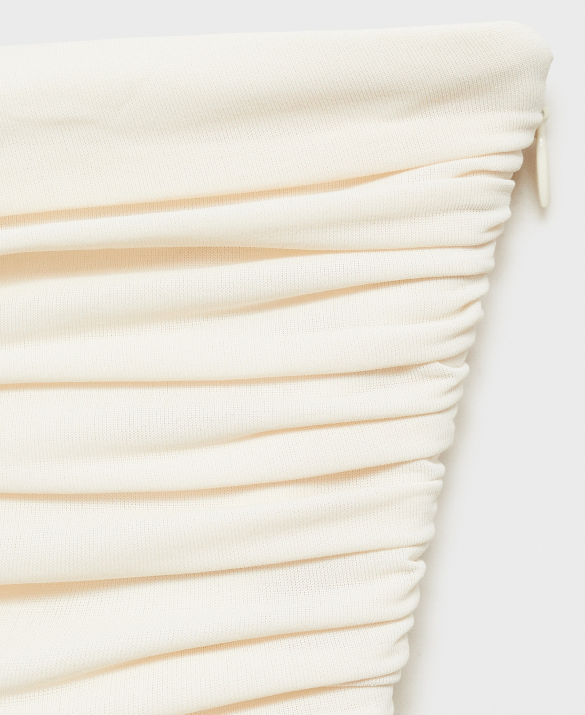 Mango Strapless Mixed Media Bubble Hem Minidress In Ecru