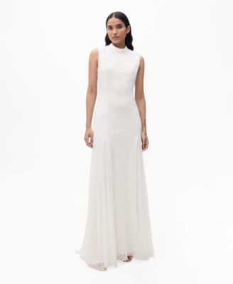 MANGO - Women's Pleated Lace Dress