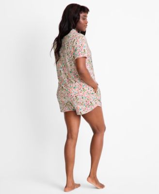 Women's Fluid Knit Notched-Collar Pajama Set, Exclusively at Macy's